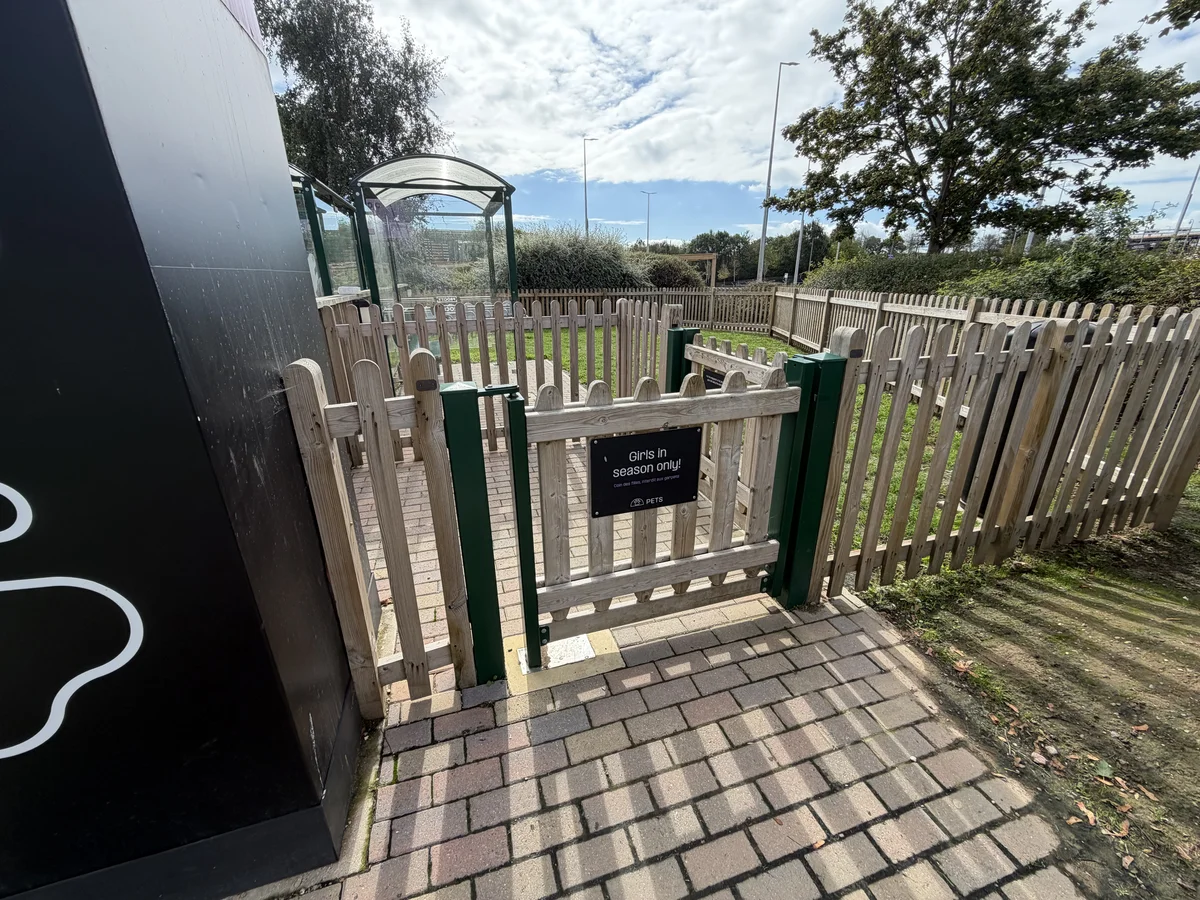 Enclos pour chiens au terminal Eurotunnel de Folkestone, à l'arrivée en Angleterre
